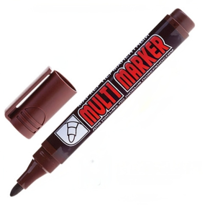 Маркер перманентный (нестираемый) CROWN "Multi Marker", КОРИЧНЕВЫЙ, круглый наконечник, 3 мм, CPM-800