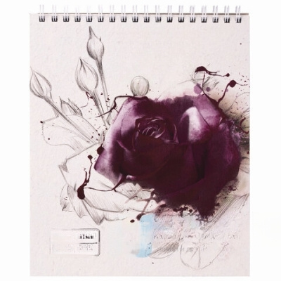 Скетчбук, серая бумага 120 г/м2, 170х195 мм, 30 л., гребень, подложка, цветная фольга, "Роза", 98702