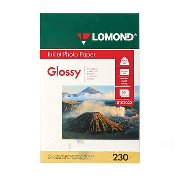 Фотобумага А4, 230 г/м2, 50 листов, односторонняя, глянцевая, LOMOND, 0102022