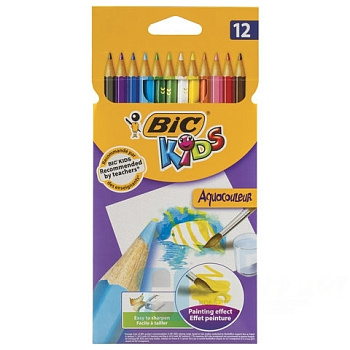 Карандаши цветные акварельные BIC "Aquacouleur", 12 цветов, заточенные, европодвес, 8575613