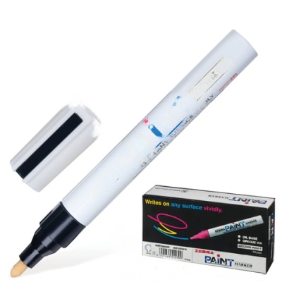 Маркер-краска перманентный (нестираемый) ZEBRA "Paint", 2 мм, ЧЕРНЫЙ, круглый наконечник, MOP-200M-BK