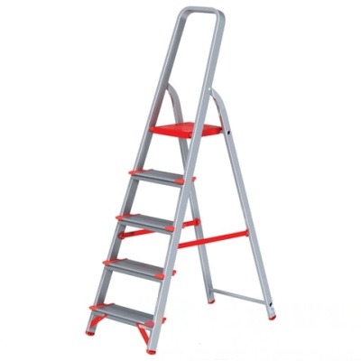Стремянка алюминиевая 5 ШИРОКИХ СТУПЕНЕЙ 13 см, площадка 1,1 м, нагрузка 225 кг, вес 5,1 кг, НОВАЯ ВЫСОТА, 5110105, НВ