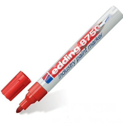 Маркер-краска лаковый (paint marker) EDDING 8750, КРАСНЫЙ, 2-4 мм, круглый наконечник, алюминиевый корпус, E-8750/2