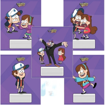 Тетрадь 18 л. HATBER клетка, обложка картон, "Гравити Фолз" (5 видов в спайке), 18Т5В1