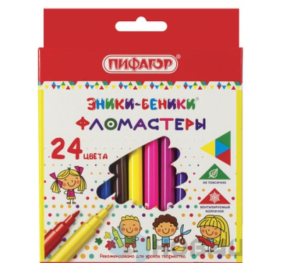 Фломастеры ПИФАГОР "ЭНИКИ-БЕНИКИ", 24 цвета, вентилируемый колпачок, 151403