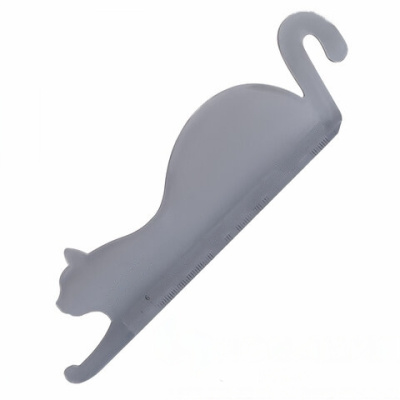 Линейка пластик 10 см ЮНЛАНДИЯ "КОШКА", фигурная, тонированная прозрачная, европодвес, 210730