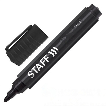 Маркер перманентный (нестираемый) STAFF "Basic", ЧЕРНЫЙ, круглый наконечник, 2,5 мм, 150733