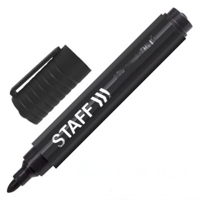 Маркер перманентный (нестираемый) STAFF "Basic", ЧЕРНЫЙ, круглый наконечник, 2,5 мм, 150733