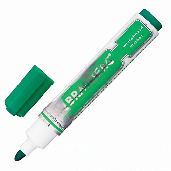 Маркер стираемый для белой доски ЗЕЛЕНЫЙ, BRAUBERG "Neo", 5 мм, с клипом, 150490