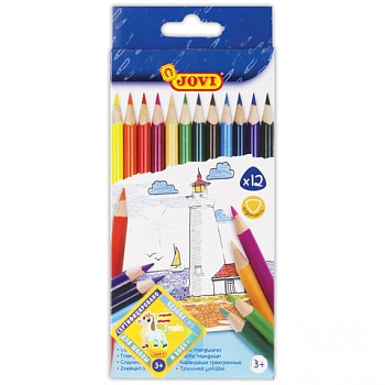 Карандаши цветные JOVI (Испания) 12 цветов, трехгранные, заточенные, картонная упаковка, 733/12
