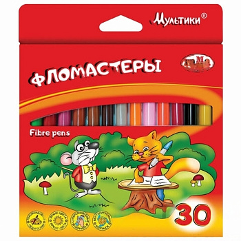 Фломастеры ГАММА "Мультики", 30 цветов, вентилируемый колпачок, картонная упаковка, 180319_08