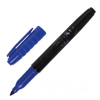 Маркер перманентный (нестираемый) BRAUBERG, СИНИЙ, круглый наконечник, 1,5-3 мм, с клипом, 151630