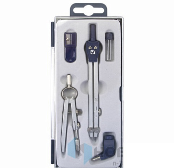 Готовальня BRAUBERG "Student Oxford", 5 предметов циркуль + кронциркуль, держатель, грифель, точилка, 210338