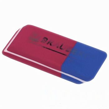 Ластик BRAUBERG "Assistant 80", 41х14х8 мм, красно-синий, прямоугольный, скошенные края, 221034