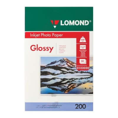 Фотобумага А4, 200 г/м2, 50 листов, односторонняя, глянцевая, LOMOND, 0102020