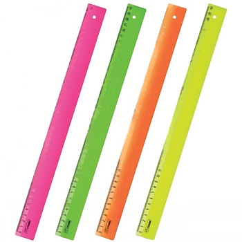 Линейка пластиковая 40 см, СТАММ "Neon", непрозрачная, неоновая, ассорти, ЛН51