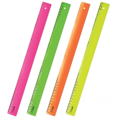 Линейка пластиковая 40 см, СТАММ "Neon", непрозрачная, неоновая, ассорти, ЛН51