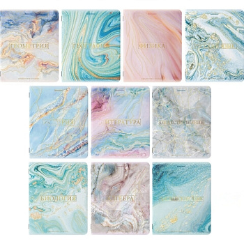 Тетради предметные со справочным материалом, КОМПЛЕКТ 10 ПРЕДМЕТОВ, "PASTEL", 48 л., SoftTouch, фольга, BRAUBERG, 404031