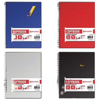 Тетрадь-блокнот 80 л., А5, 160х207 мм, BRAUBERG, клетка, гребень, обложка пластиковая, 1 разделитель, "Tag", 401800