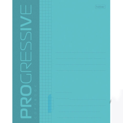 Тетрадь А5 48 л. HATBER скоба, клетка, обложка пластик, PROGRESSIVE Бирюзовая, 48Т5В1
