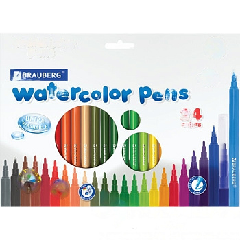 Фломастеры BRAUBERG "PREMIUM", 24 цвета, УЛЬТРАСМЫВАЕМЫЕ, классические, вентилируемый колпачок, картонная коробка с европодвесом, 151940