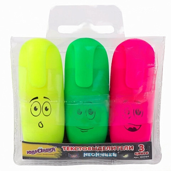 Набор текстовыделителей ЮНЛАНДИЯ 3 шт., мини, АССОРТИ, "НЕОНЧИКИ", линия 1-5 мм, 151764