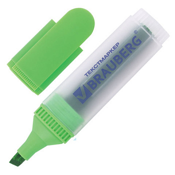Текстовыделитель BRAUBERG "FLUO", ЗЕЛЕНЫЙ, линия 1-5 мм, 150399