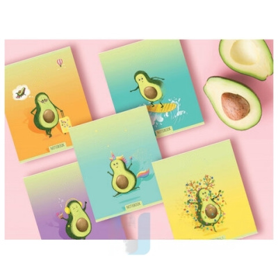 Тетрадь А5, 48 л., ПЗБМ, скоба, клетка, Soft Touch, фольга, лак, "Не будь скучным, Avocado" (5 видов), 028947