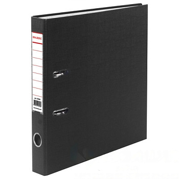 Папка-регистратор BRAUBERG с покрытием из ПВХ, 50 мм, черная (удвоенный срок службы), 220886