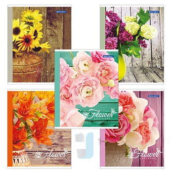 Тетрадь А5, 48 л., BRAUBERG, клетка, блестки, ДУШИСТЫЕ ЦВЕТЫ, 402810