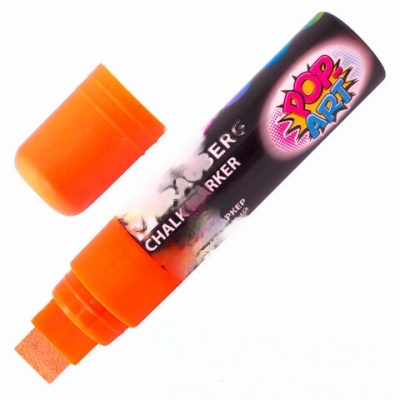 Маркер меловой "POP-ART" ОРАНЖЕВЫЙ, 15 мм, стираемый, для гладких поверхностей, BRAUBERG, 151541