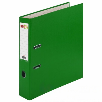 Папка-регистратор STAFF "Manager" с покрытием из ПВХ, 70 мм, без уголка, зеленая, 225981