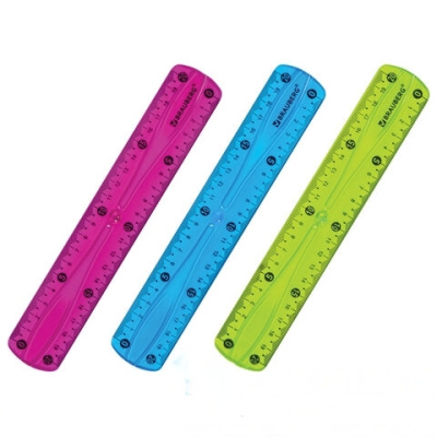 Линейка 20 см гибкая BRAUBERG "FLEX", пластиковая, ассорти, европодвес, 210674