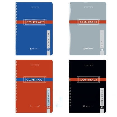 Тетрадь А4, 96 л., BRAUBERG, гребень, клетка, обложка картон, "CONTRACT", 400529