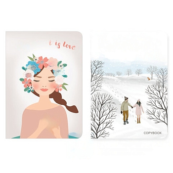 Тетради-скетчбуки 60 л. обложка SoftTouch, НАБОР 2 шт., бежевая бумага 70 г/м2, сшивка, B5 (179х250 мм), ROMANTIC, BRAUBERG, 403832