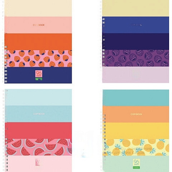 Тетрадь А5, 96л., HATBER-ECO, гребень, клетка, обложка картон, "Ягодки" (4 вида в спайке), 96Т5C1гр