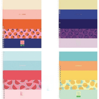 Тетрадь А5, 96л., HATBER-ECO, гребень, клетка, обложка картон, "Ягодки" (4 вида в спайке), 96Т5C1гр