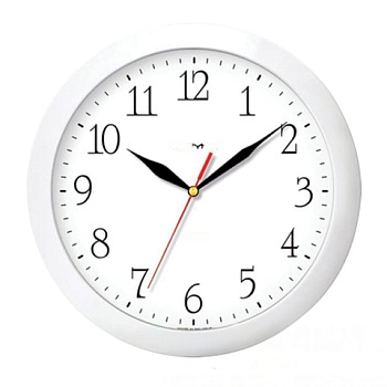 Часы настенные TROYKA 11110113, круг, белые, белая рамка, 29х29х3,5 см