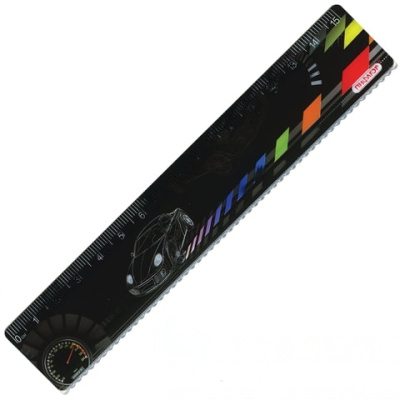 Линейка пластиковая 15 см, ПИФАГОР "Авто", цветная печать, с волнистым краем, европодвес, 210634