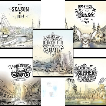 Тетрадь А5, 96 л., ПЗБМ, скоба, клетка, фольга, ламинация, выборочный лак, "Показалось" (5 видов), 027972