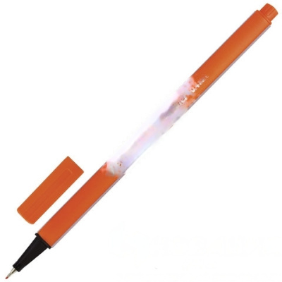 Ручка капиллярная (линер) BRAUBERG "Aero", ОРАНЖЕВАЯ, трехгранная, металлический наконечник, линия письма 0,4 мм, 142249