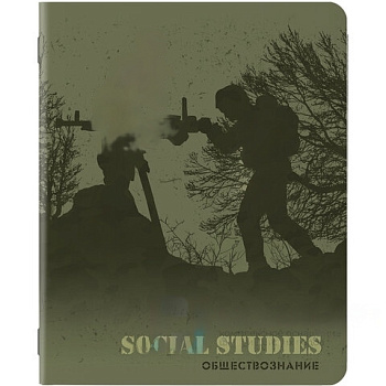 Тетрадь предметная MILITARY 48 листов, SoftTouch, 70г/м, ОБЩЕСТВОЗНАНИЕ, клетка, подсказ, BRAUBERG, 404003