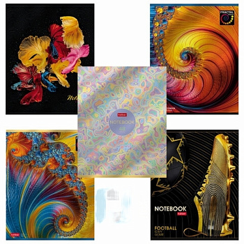 Тетрадь А5 48 л. HATBER скоба, клетка, металлизированный картон, "БЛЕСК" (5 видов в спайке), 48Т5мтлВ1