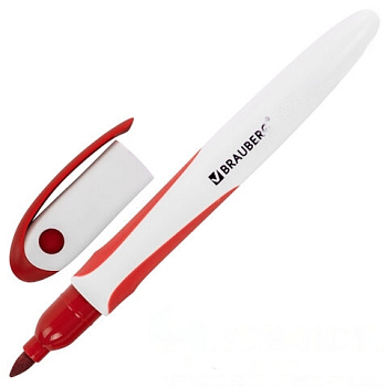 Маркер стираемый для белой доски КРАСНЫЙ, BRAUBERG "SOFT LITE", 3 мм, резиновая вставка, 152104