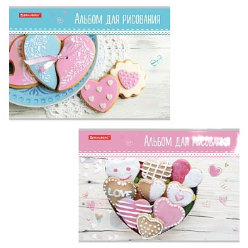 Альбом для рисования А4 24 л., скоба, обложка картон, BRAUBERG, 202х285 мм, "Вкусняшки" (2 вида), 105608