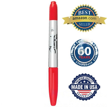 Маркер перманентный двусторонний SHARPIE (США) КРАСНЫЙ, "Twin Tip", наконечники 0,9/0,5 мм, S0811110