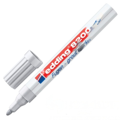 Маркер для затирки плиточных швов EDDING 8200, СЕРЕБРИСТО-СЕРЫЙ, 2-4 мм, запасные наконечники, E-8200/26