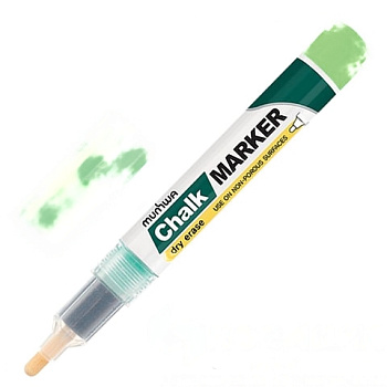 Маркер меловой MUNHWA "Chalk Marker", 3 мм, ЗЕЛЕНЫЙ, сухостираемый, для гладких поверхностей, CM-04