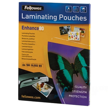 Пленки-заготовки для ламинирования А4, КОМПЛЕКТ 100 шт., 80 мкм, FELLOWES, FS-53061