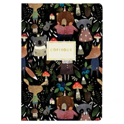 Тетрадь ЕВРО А5 40 л. BRUNO VISCONTI сшивка, клетка, Soft Touch, фольга, бежевая бумага 70 г/м2, "ЗВЕРЯТА", 7-40-105